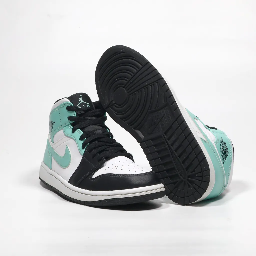 Air Jordan Air Jordan 1 Mid High-Top Sneakers Leather Green Color For Men