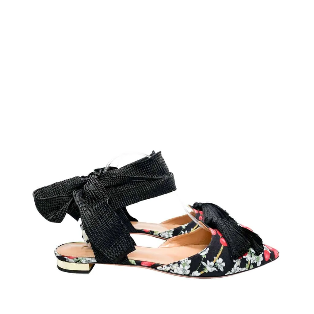 Aquazzura Love Tassle Flats in Black