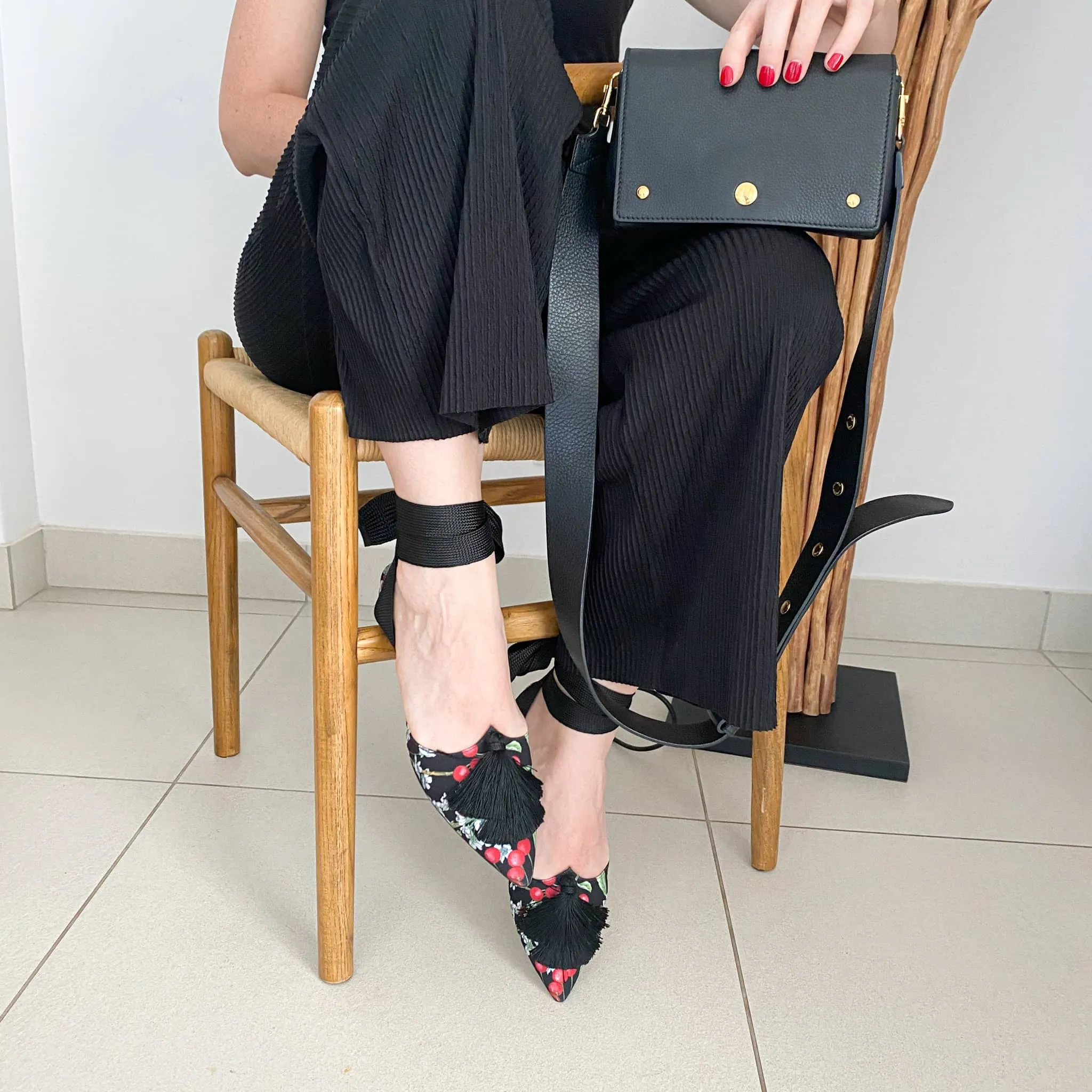 Aquazzura Love Tassle Flats in Black