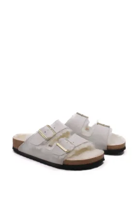 Birkenstock Arizona Shearling Antique White Narrow