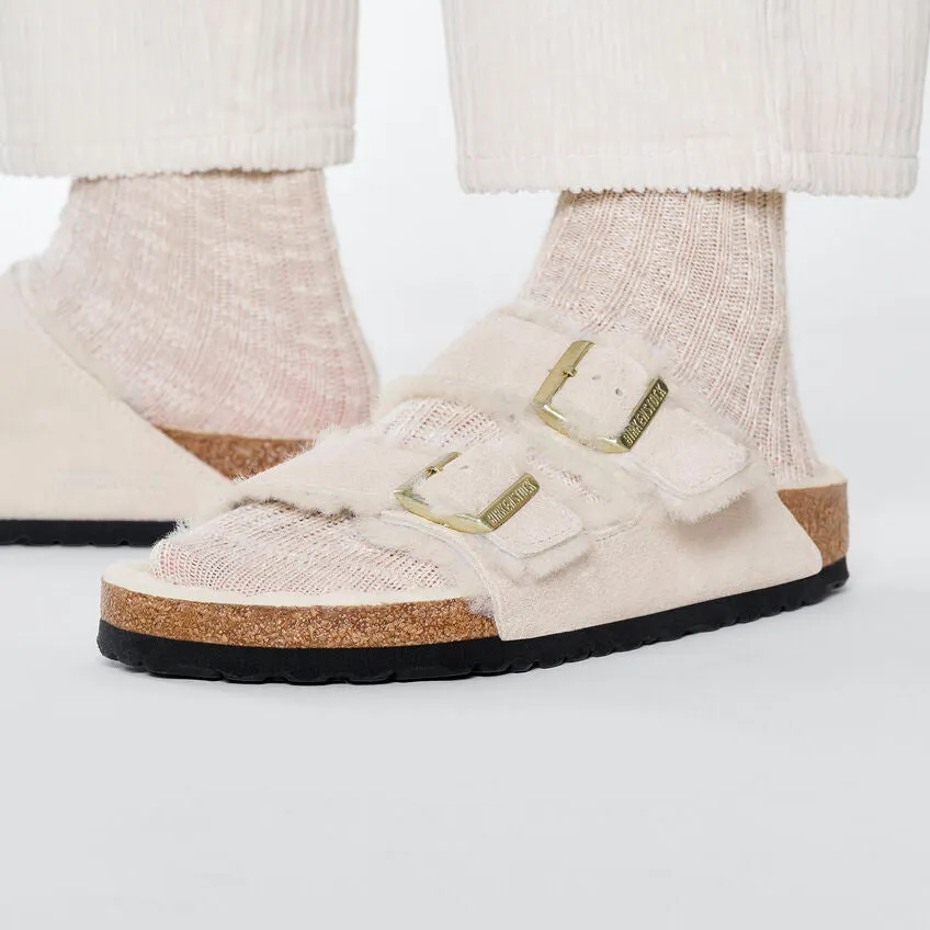Birkenstock Arizona Shearling Antique White Narrow