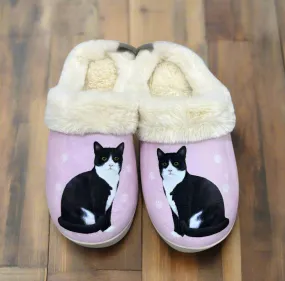 Black and White Cat Snuggs Slippers