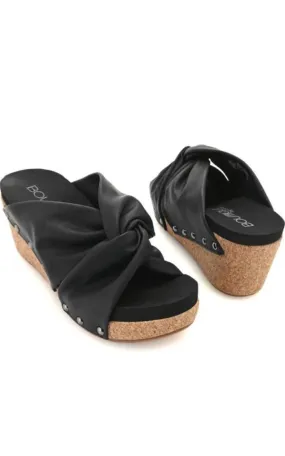 CORKYS Cheerful Wedge Sandal - Black - Final Sale