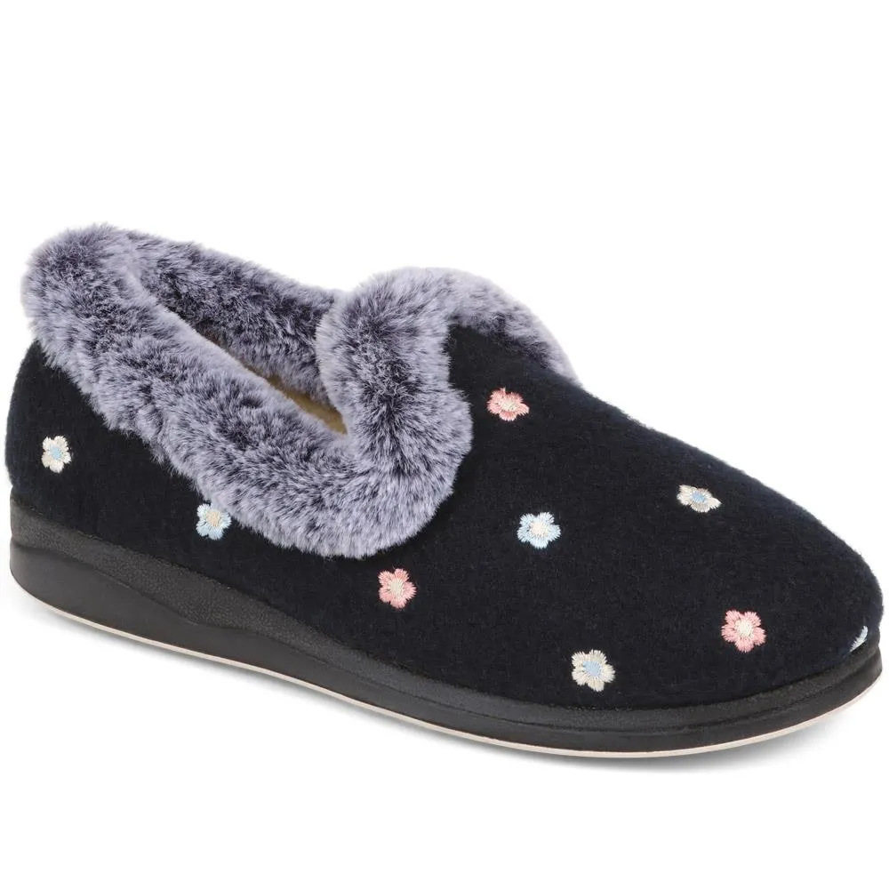 Floral Faux-Fur Slippers - QING38012 / 324 190