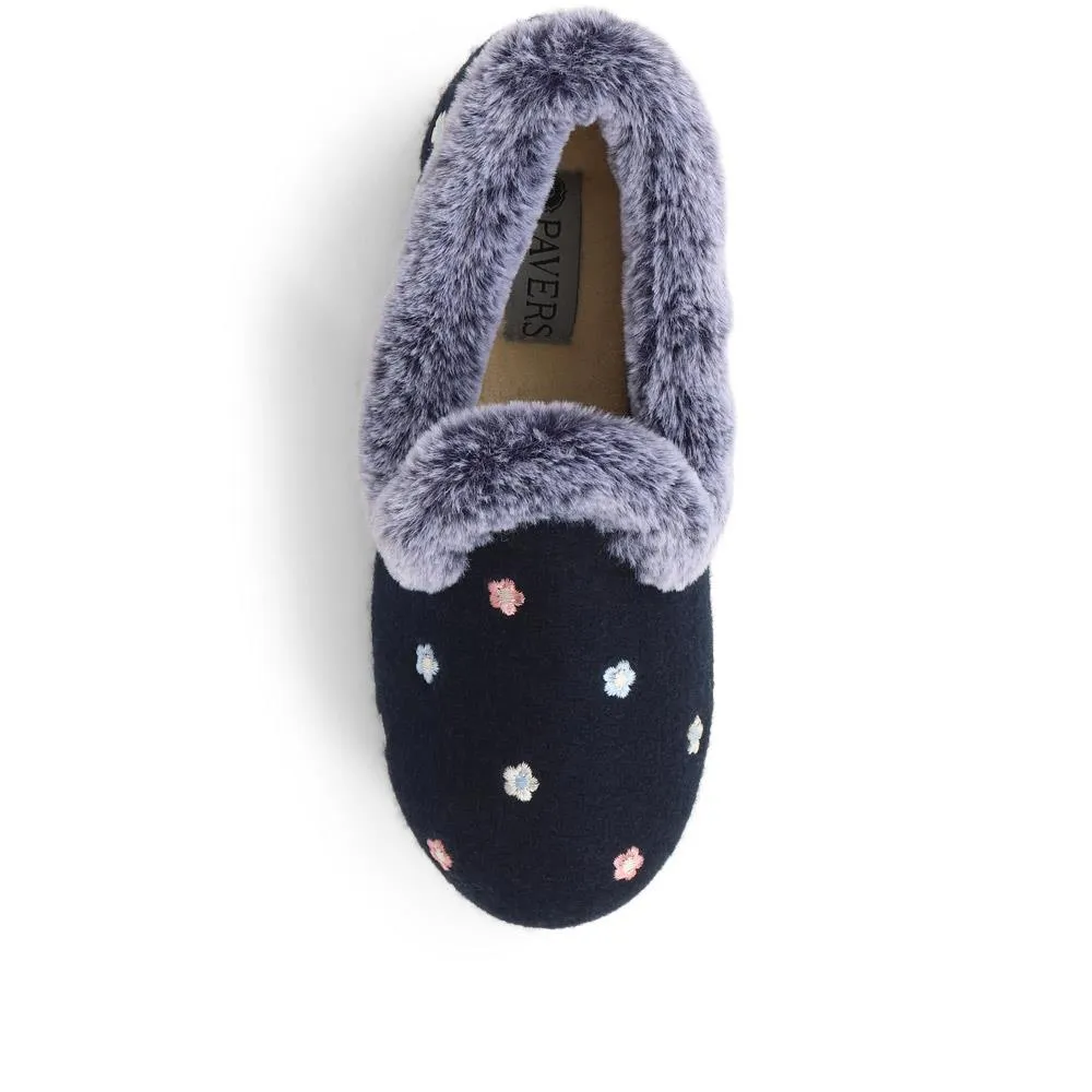 Floral Faux-Fur Slippers - QING38012 / 324 190
