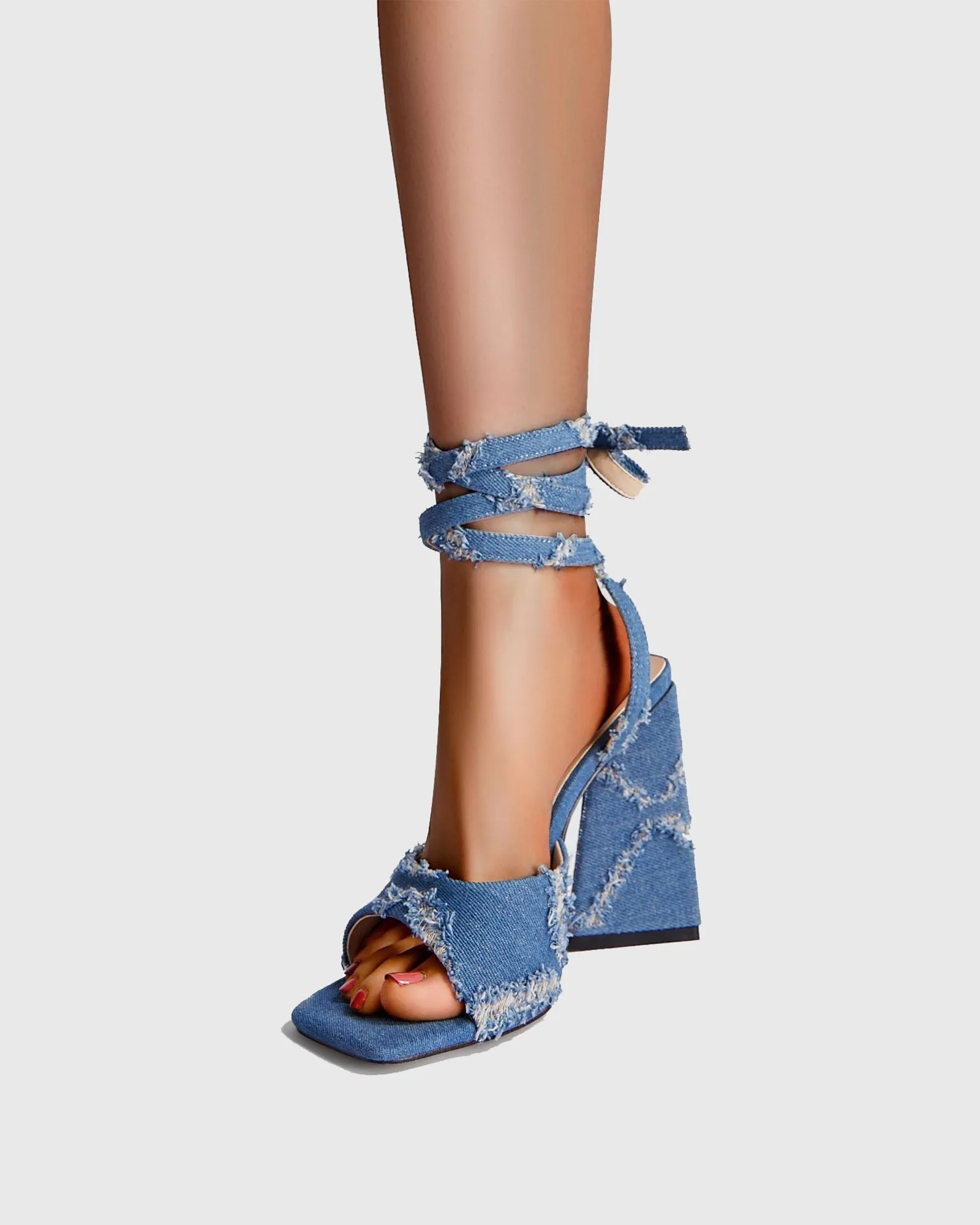 Giorgia Denim Lace Up Sandals
