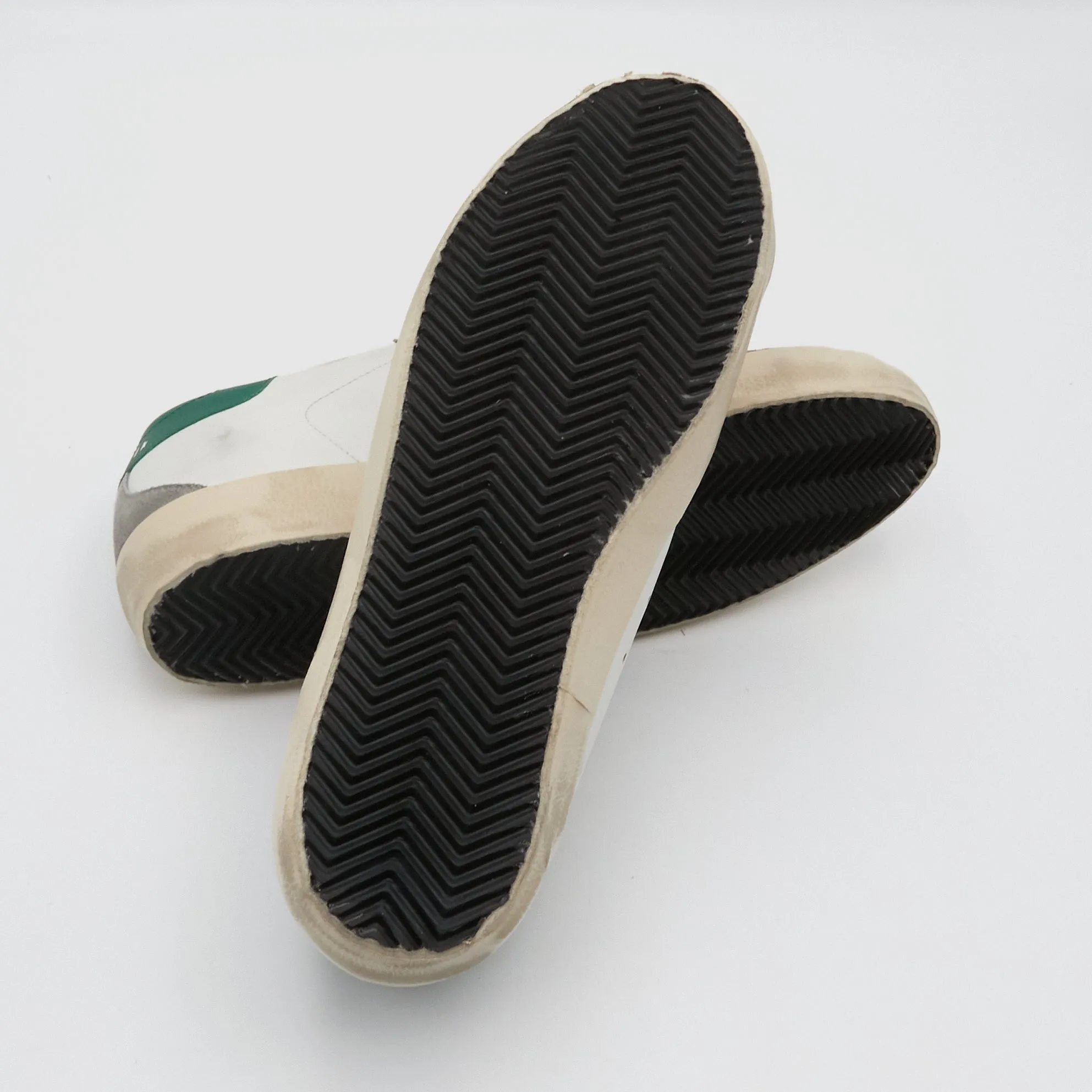 Golden Goose Superstar White Gray Silver Green Sneakers