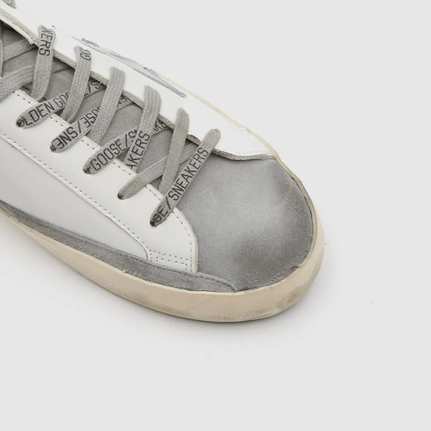 Golden Goose Superstar White Gray Silver Green Sneakers