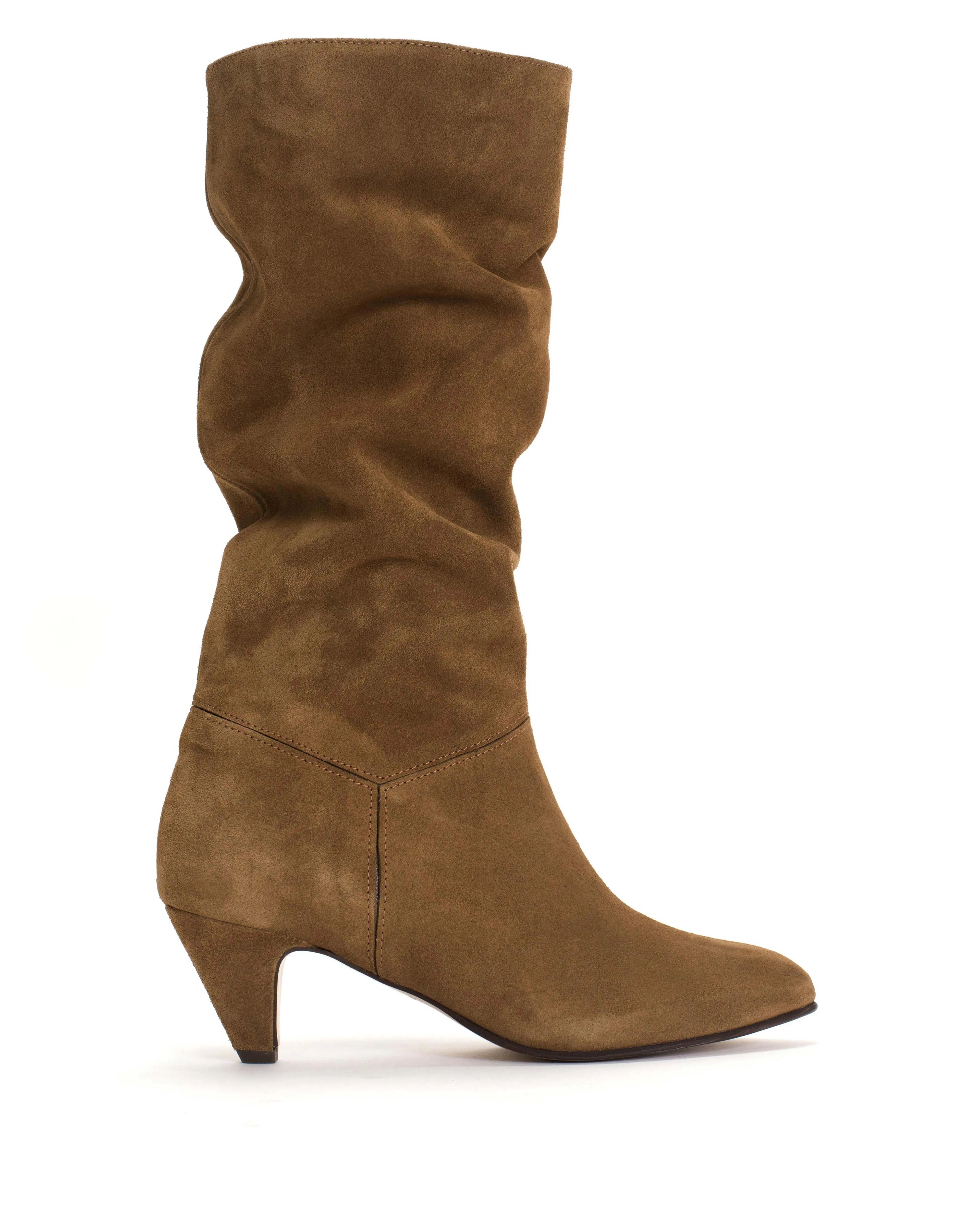 Jasmina 50 stiletto Calf suede & sleek leather Cinnamon & dark taupe