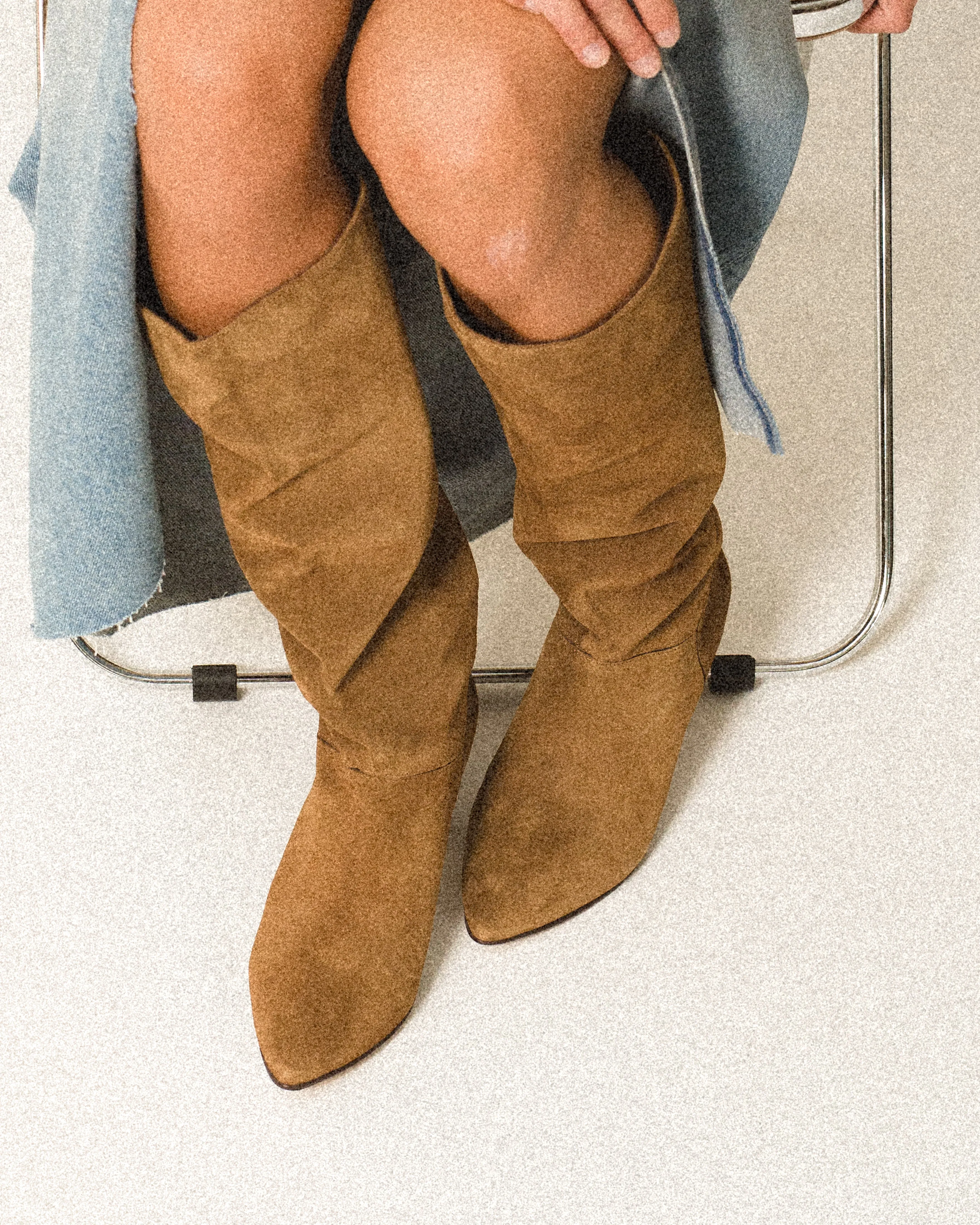 Jasmina 50 stiletto Calf suede & sleek leather Cinnamon & dark taupe