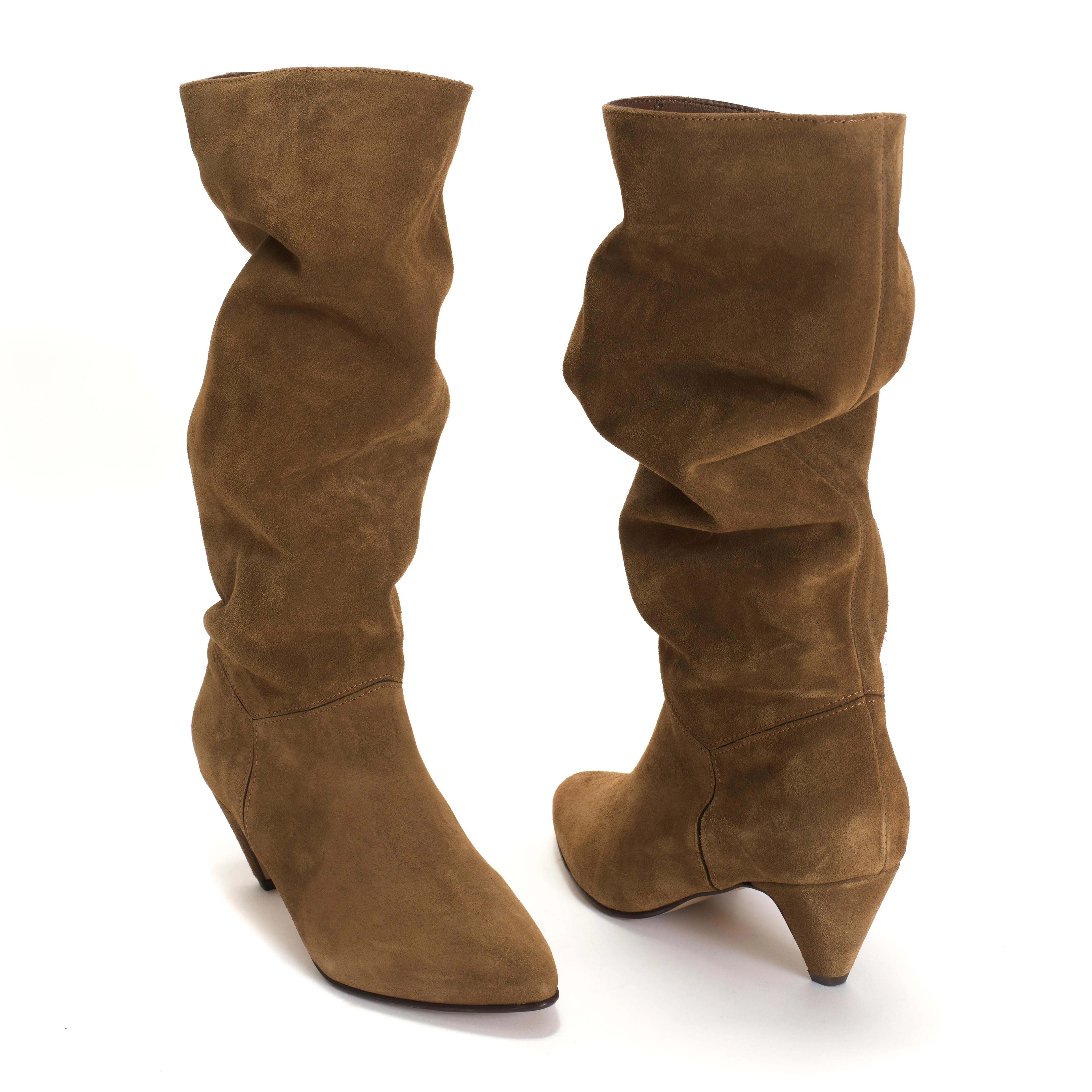 Jasmina 50 stiletto Calf suede & sleek leather Cinnamon & dark taupe