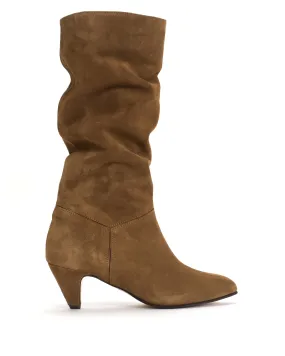 Jasmina 50 stiletto Calf suede & sleek leather Cinnamon & dark taupe