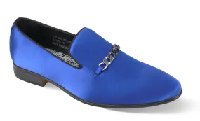 Mens Formal Royal Blue Satin Textile Loafers Dress Shoes After Midnight 6978