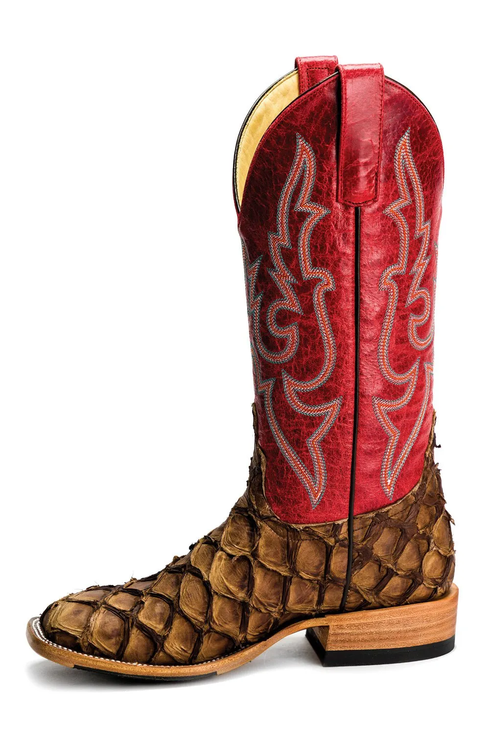 Miss Macie Bean Womens Red Sinsation Pirarucu Big Bass Fashion Boots 7.5 M