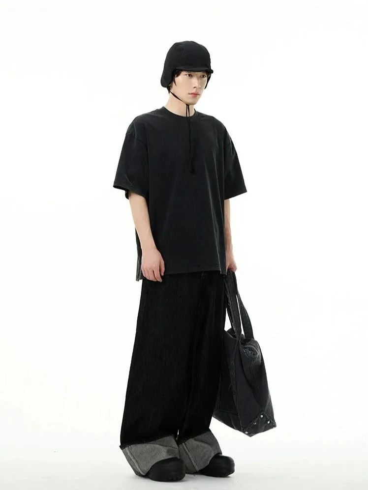 Oversized Vintage-Wash Crewneck T-Shirt