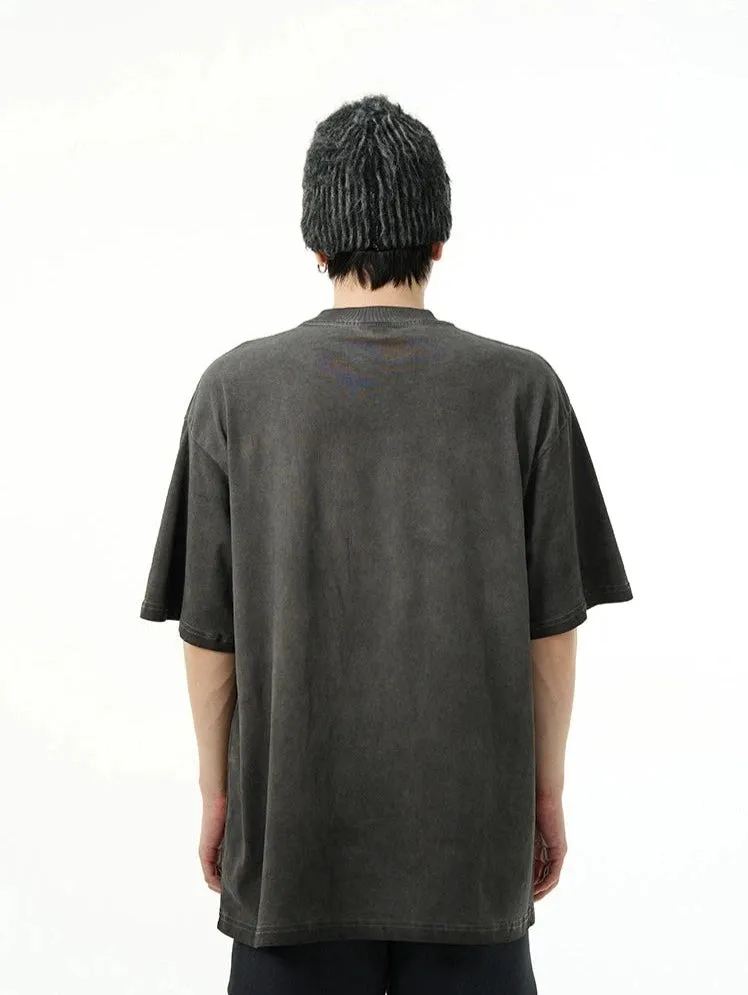 Oversized Vintage-Wash Crewneck T-Shirt