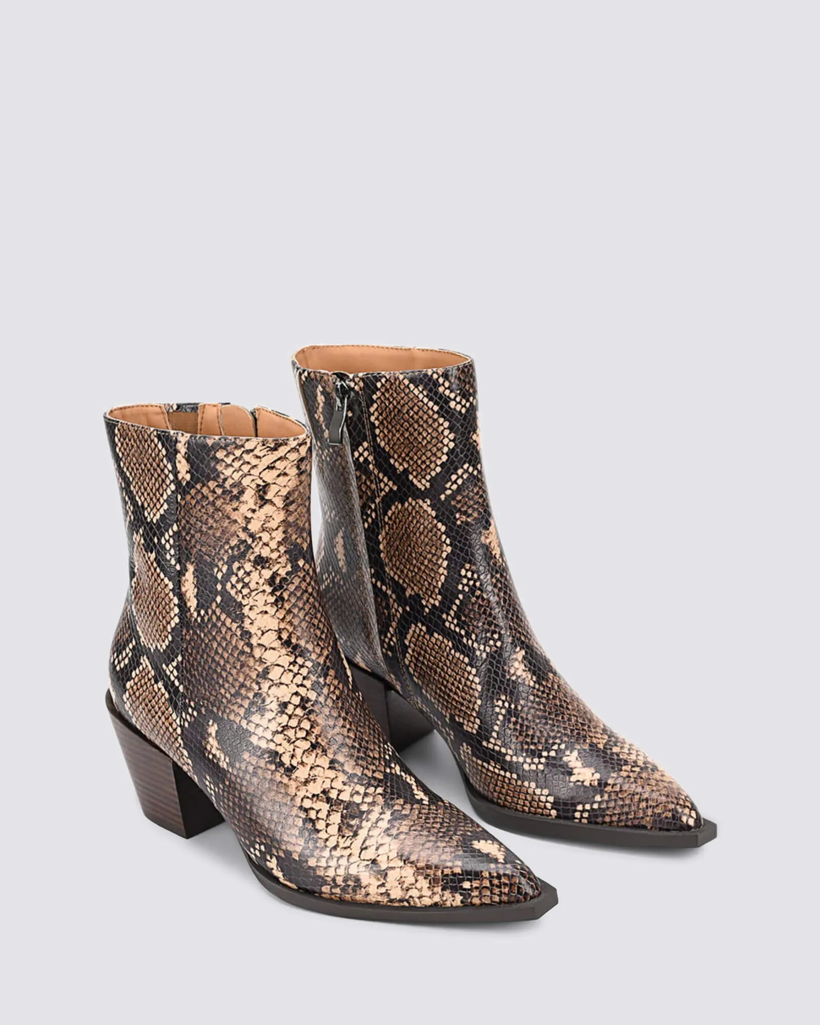 ROGER ANKLE BOOTS BROWN SNAKE