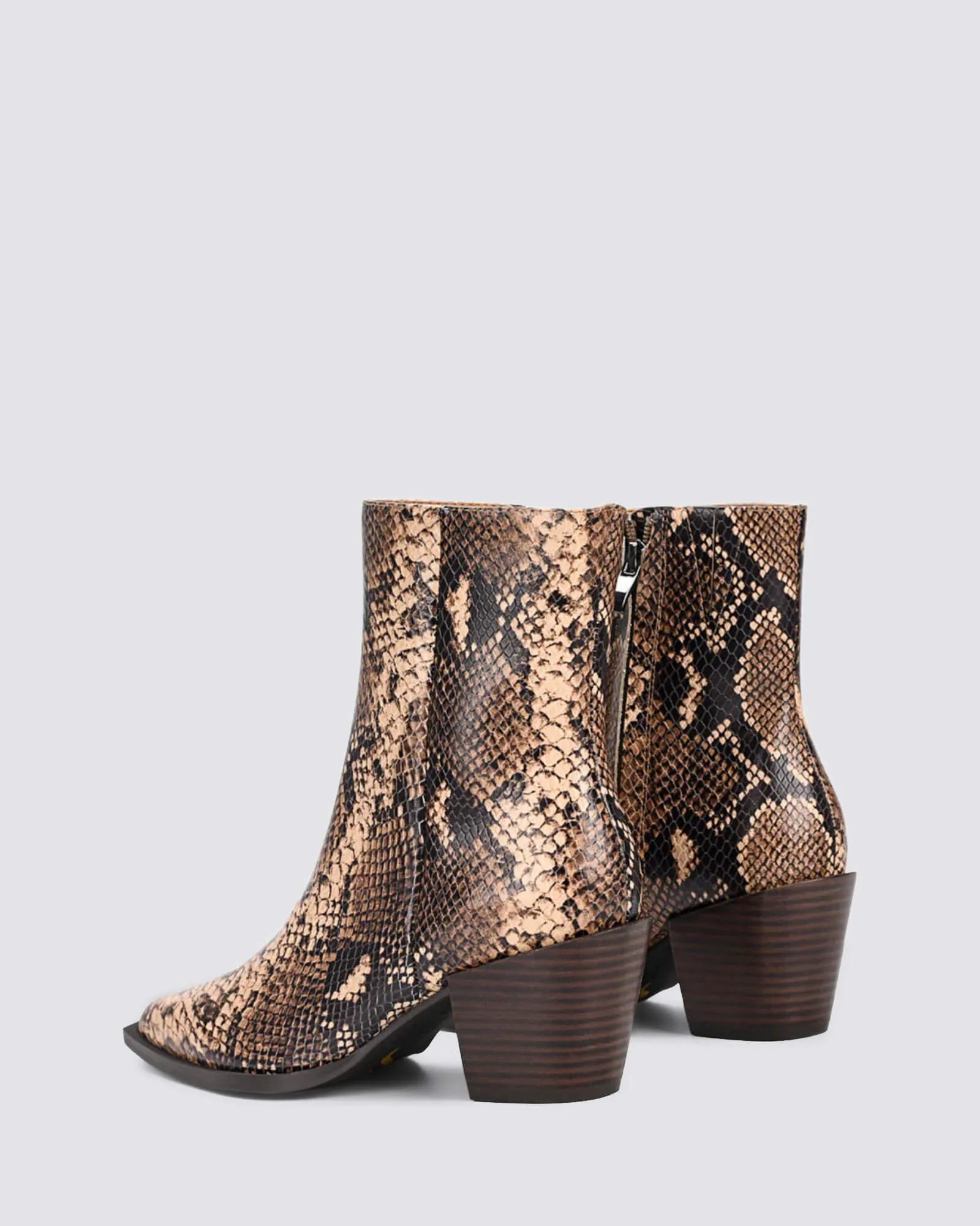 ROGER ANKLE BOOTS BROWN SNAKE