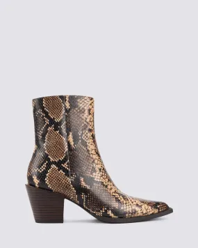 ROGER ANKLE BOOTS BROWN SNAKE