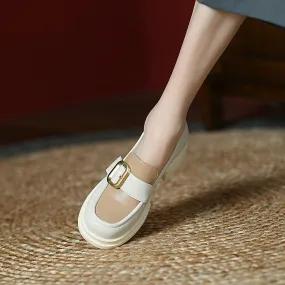 ROUND TOE CHUNKY HEEL LOAFERS for WOMEN