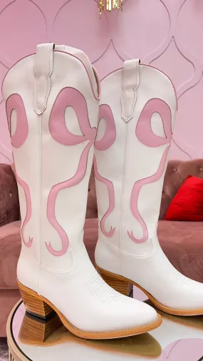 Runy Bow Swirling Patterned Western Boots