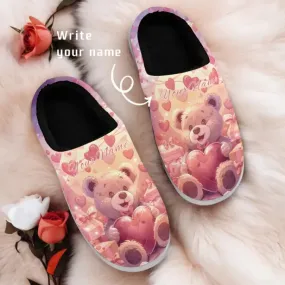 Unique Gift,Personalized Warm Love Fur Slippers, Custom Couple隆炉s Indoor Shoes for Valentine's Day